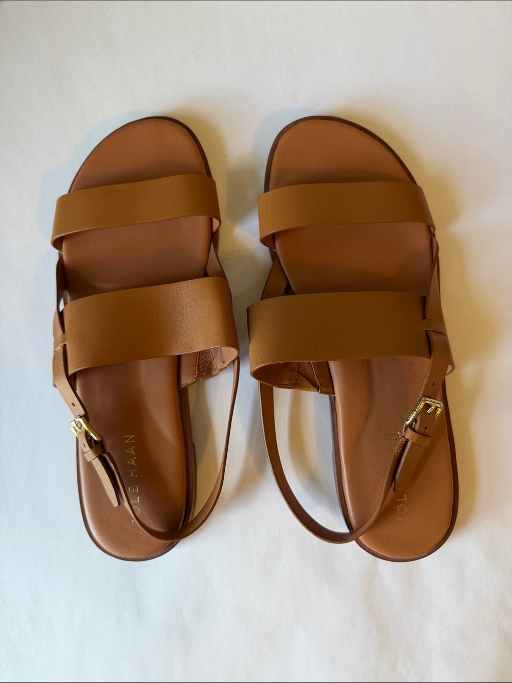 Cole Haan Flynn Brown Leather Double-Strap Slingback Sandals